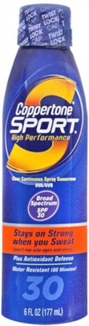 Copp Sprt Spray Spf30 Size 6.Z Coppertone Sport Continuous Spray Ultra Sweatproof Sunscreen Spf 30 6oz