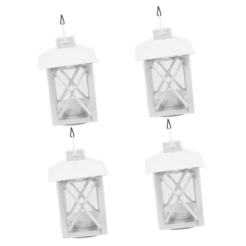 NOLITOY 4pcs Farmhouse Lantern Decor Outdoor Candle Lanterns Decorative Hanging Lantern Votive Candle Lantern Candle Warmer Lantern Wall Candles Lanterns Banquet White Vintage Metal Glass