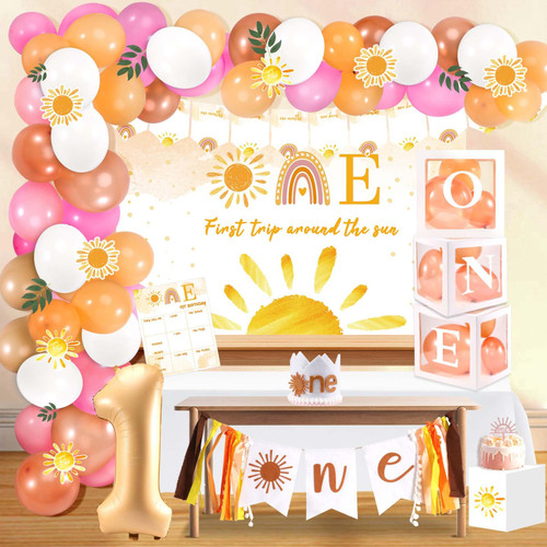 First Trip Around The Sun Birthday Decorations Party Supplies, 1st Birthday Decorations, First Trip Around The Sun Balloon Box Backdrop, 1st Birthday Decoration, Sun Theme 1st Birthday Party Supplies