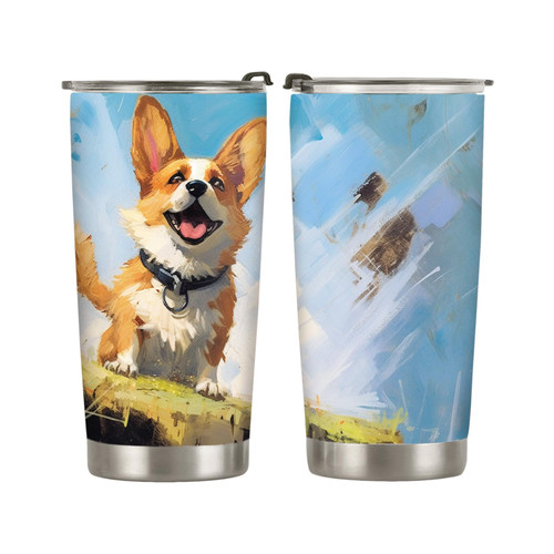 ORCAE 20oz Corgi Gifts for Corgi Lovers, Coffee Gifts for Coffee Lovers, Cool, Cute Corgi Dog, Coffee Corgi Tumbler Cup, Insulated Travel Mug with Lid, Coffee Thermos for Women, Men - G