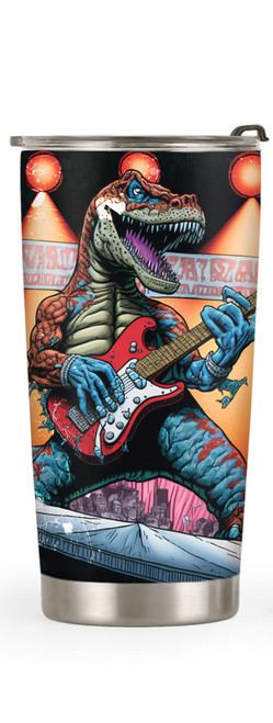 ORCAE 20oz Funny Gag Gifts, Birthday Gifts for Men, Husband, Son, Boyfriend, Friends, Coffee Thermos for Men, Cool Party Electric Guitar Dinosaur Tumbler Cup, Insulated Travel Coffee Mug with Lid