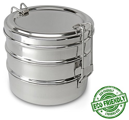 Lifestyle Block Stainless Steel Tripple Stacking 3 Tier Tiffin Lunch Box - Compare to Eco Lunchbox