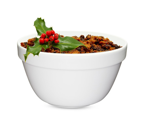 Muldale Ceramic Pudding Basin for Steaming - 1.6qt Winter Steamed Pudding Mold Bowl - Ovenproof Durable and Sturdy White Porcelain - Easy Clean - Made in Europe 8"