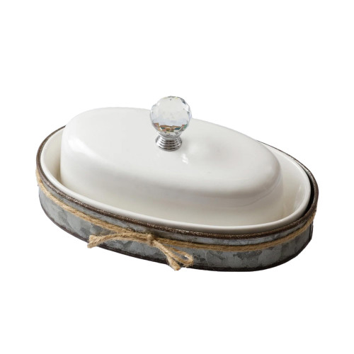 Your Heart's Delight Butter Dish with Galvanized Caddy Your Heart's Delight Butter Dish with Galvanized Caddy