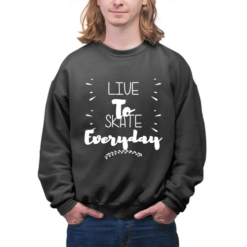 Skateboarding Trendy Gift for Skaters, for Brother's Graduation - Men Women with Duotone Design Multi Size Black Sweatshirt