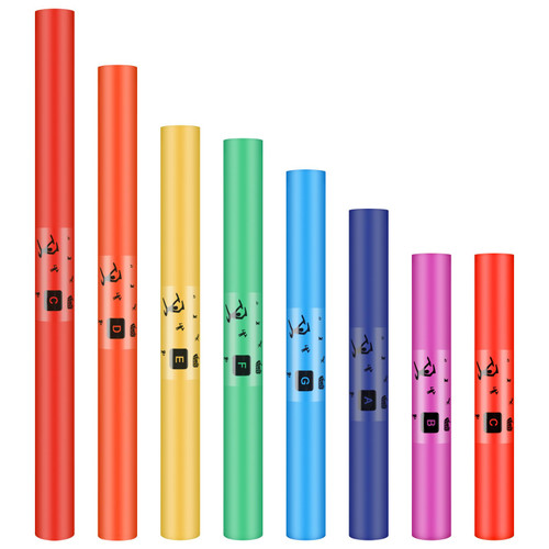 Silipull Musical Sound Tube Set of 8 Plastic Orff Percussion Instrument Colorful Octave Tube Kit Musical Toy