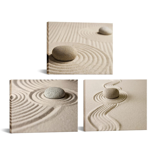 Zen Canvas Wall Art Stone and Sand Wall Decor Peaceful Relaxing Still Life Painting Meditation Poster for Spa Yoga Room Wall Decoration Framed and Stretched Size 12"x16"x3 Zen Canvas Wall Art Stone and Sand Wall Decor Peaceful Relaxing Still Life Painting Meditation Poster for Spa Yoga Room Wall Decoration Framed and Stretched Size 12"x16"x3