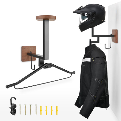 FOTRIC Motorcycle Helmet Holder,Helmet Holder Wall Mount, for Motorcycle Bike Helmet Rack Display Hanger with Hooks