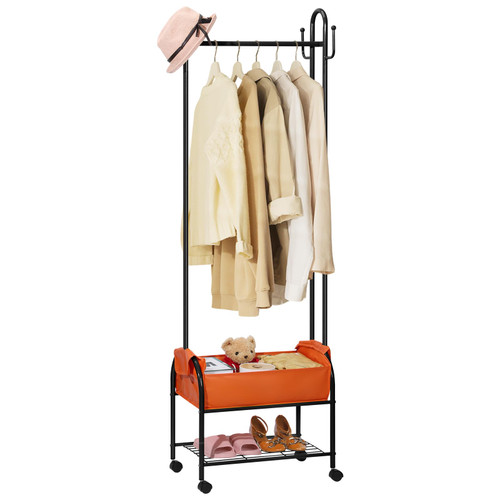 Garment Rack on Wheels, Heavy Duty Clothing Rack with Storage Shelves Metal Rolling Clothes Organizer Freestanding Hanger For Hanging Clothes, Black Garment Rack on Wheels, Heavy Duty Clothing Rack with Storage Shelves Metal Rolling Clothes Organizer Freestanding Hanger For Hanging Clothes, Black