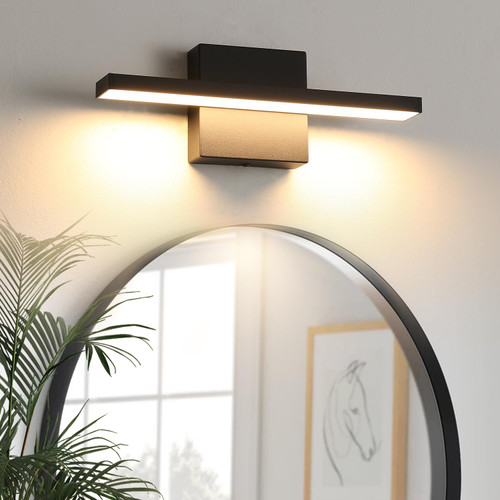 Lonrukat LED Bathroom Vanity Light Bar,Dimmable Black Bathroom Light Fixture,Modern Wall Sconce for Over Mirror,Bedroom Living Room