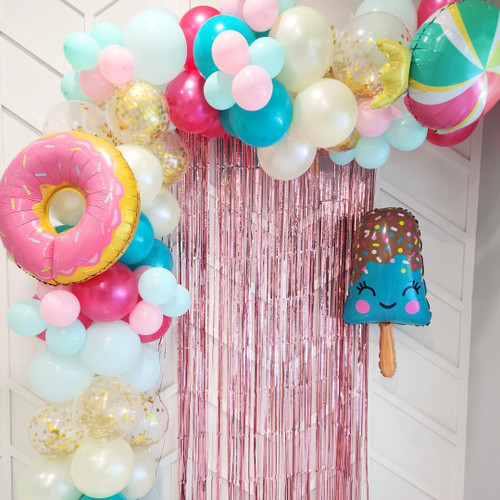 Two Sweet Birthday Theme Balloon Garland Kit Donut Birthday Party Supplies for Girls Two Sweet Popsicle Candy Shop Swirls for Ice Cream Baby Second 2nd Birthday Party Decor Decorations,