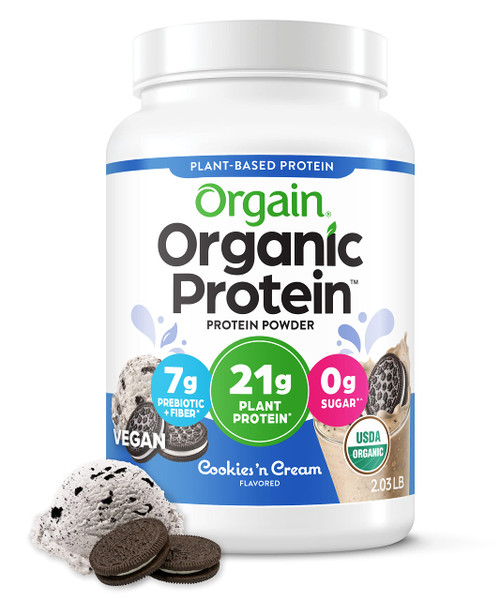 Orgain Organic Vegan Protein Powder, Cookies and Cream - 21g Plant Based Protein, Gluten Free, Dairy Free, Lactose Free, Soy Free, No Sugar Added, Kosher, For Smoothies & Shakes - 2.03lb Orgain Organic Vegan Protein Powder, Cookies and Cream - 21g Plant Based Protein, Gluten Free, Dairy Free, Lactose Free, Soy Free, No Sugar Added, Kosher, For Smoothies & Shakes - 2.03lb