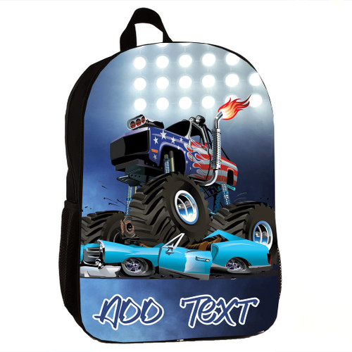 KishKesh Personalization Personalized Backpack Toddler 14" inch - Monster Truck