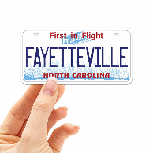 North Carolina License Plate Sticker, Choose Your NC City Bumper Sticker - Southern Decal for Hydroflask (Fayetteville)