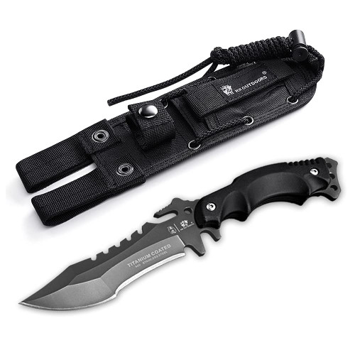 TANSOLE TAN SOLE Tactical Hunting Knife, 9.25-Inch Fixed Blade Knife with Sheath and Fire Starter, for Outdoor Camping,Survival