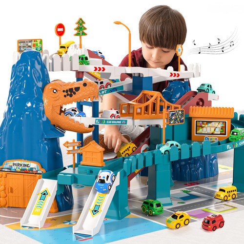 TEMI Boys Track Playset, Kids Dinosaur Track Car Garage Parking Adventure Toy with 10 Mini Cars, Racing Track Toy, Educational Toy Car Ramp Playset for 3 4 5 7 8 Year Old Toddler Boys Preschool Girls TEMI Boys Track Playset, Kids Dinosaur Track Car Garage Parking Adventure Toy with 10 Mini Cars, Racing Track Toy, Educational Toy Car Ramp Playset for 3 4 5 7 8 Year Old Toddler Boys Preschool Girls