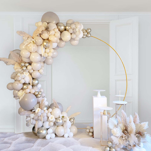 Ellie's Party Supply Premium Neutral Balloon Arch Kit - Boho Balloon Garland Kit, Gray, Gold, White Sand & White Balloons, Baby Shower Decorations, Engagement Party or Bridal Wedding Shower Balloons