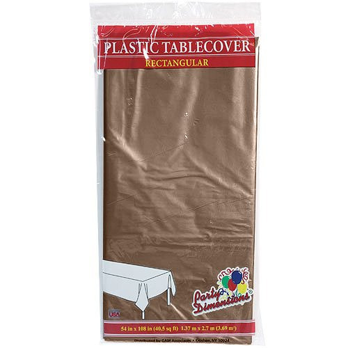 Plastic Party Tablecloths - Disposable, Rectangular Tablecovers - 4 Pack - Chestnut - By Party Dimensions