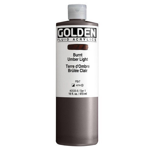 Golden Fluid Acrylic, 16 ounce bottle Burnt Umber Lt