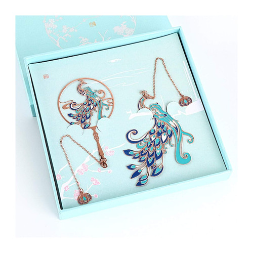 XIAOSAKU Bookmarks 2 Pieces Bookmarks Creative Brass Antique Bookmark?Metal Bookmark with Exquisite Pendant A Unique Gift for Adults and Kids Bookmarks for Book Lovers