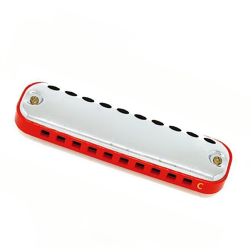 Students Harmonica Stainless Steel Cover 10 Hole C Key Harmonica Diatonic Harp Oval Playing Harmonica (Color : 01)