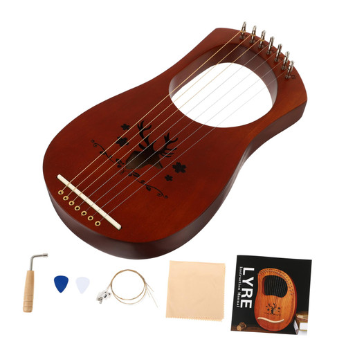 ERINGOGO 1 Set 7-note Lyre Mahogany Body Lyra Harp Hand Harp Lyre Instrument Lyre Harp Instrument Wood Lyre Harp Lyre Theramin Instrument Liras Instrumento Musical Vintage String Wood