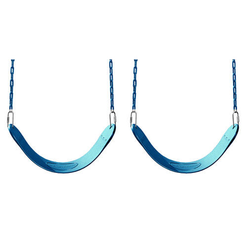 Swing-N-Slide WS 4763 Heavy Duty Swing Seat Set of Outdoor Playground Swings with Coated Chains & Quick Links, Blue, Pack of 2