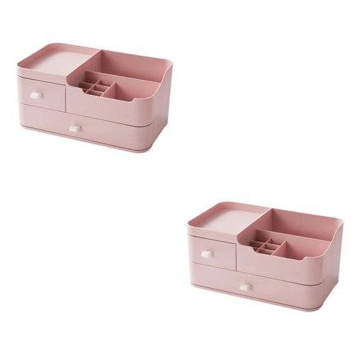 Ciieeo 2 Pcs Drawer Storage Box Table Makeup Cosmetic Display Case Makeup Organizer Drawer Makeup Case Storage Drawers Organizer Makeup Storage Case Cotton Swab Pp Desk Office