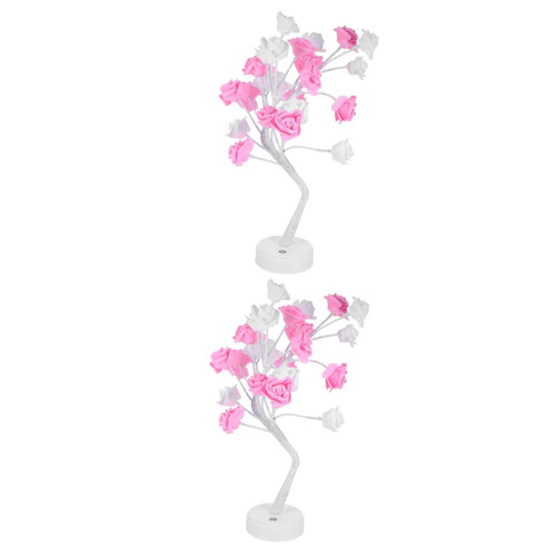 Veemoon 2pcs Rose Tree Lights Tree Bedside Lamp Desk Tree Lamp Rose Bonsai Tree Desk Decorations Light up Rose Tree Nursery Night Light Wedding Table Decor Fairy Office Work Desk Lamp PVC