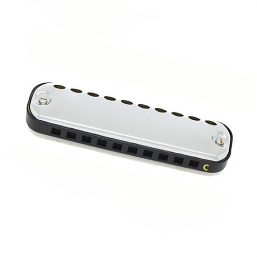Stainless Steel Cover 10 Hole C Key Harmonica Diatonic Harp Oval Playing Harmonica Beginner Harmonica (Color : 02)