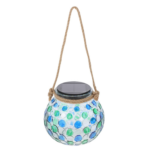 Homoyoyo Mosaic Jar Lamp Glass Jar Lamp Mosaic Hanging Lamp Solar Jar Lantern Mosaic Garden Lights Lampara Solar para Exterior Solar Lights Outdoor Decorative Led Ambient Light Abs