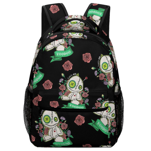 Meaudiwes Waterproof College Gym Backpack, Lightweight Small Travel Backpack, Casual Day Pack Laptop Backpack Hiking Backpack Compatible with Halloween Cute Gothic Voodoo Doll