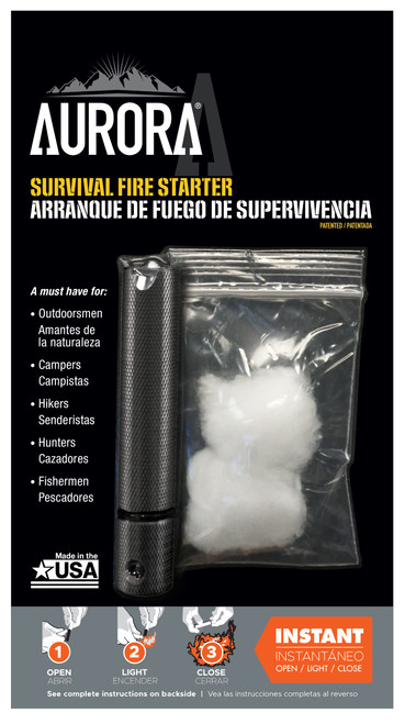 Aurora Survival Fire Starter, Black