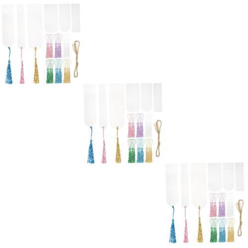 VILLCASE 3 Sets Blank Bookmark Bookmarks Tassels Bookmark Blank Book Marks Clear Bookmark Tassels Book Marker Bookmark Decor Tassel Page Marker Decor Tassels Book Marks Acrylic Marker Pen