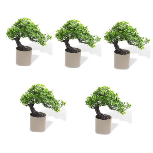 Garneck 5pcs Welcome Pine Flower Potted Plant Simulation Bonsai Faux Bonsai Tree Realistic Faux Bonsai Desktop Decor Artificial Bonsai Tree Office Desk Decor Plastic Songhua Indoor