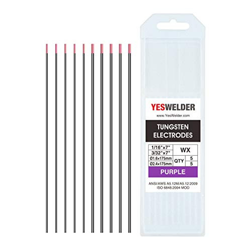 TIG Welding Tungsten Electrodes NonRadioactive 5pk 1/16" & 5pk 3/32" by 7" Comparable to E3 Purple YESWEDLER