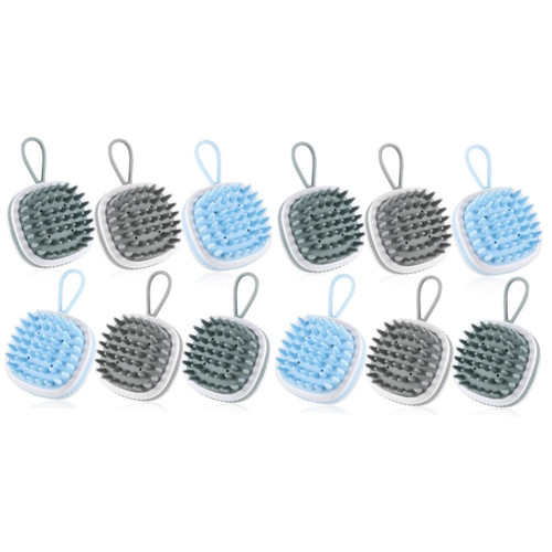 FRCOLOR 12 Pcs Scalp Massage Brush Hair Scalp Scrubber Head Massager Head Scalp Massager Brush exfoliating Scalp Massager Hair Growth Scalp Brush Travel Handheld Silica Gel Silicone Brush