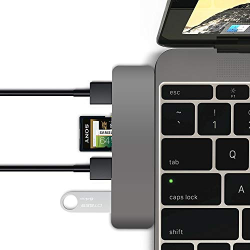 MacBook USB-C Type-C Hub Adapter - Kindor 5 in 1 Multi-Port USB 3.0 Type-C Adapter with SD/Micro SD Card Reader,3 USB 3.0 Ports,Type-C USB for MacBook/Pro/Air(2018) and More(Gray)