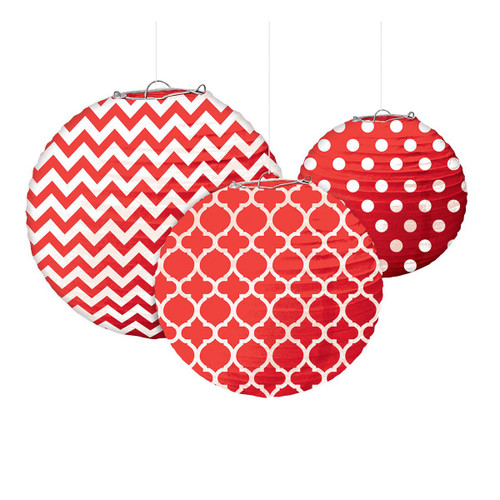 Amscan Red Printed Lanterns (3ct)