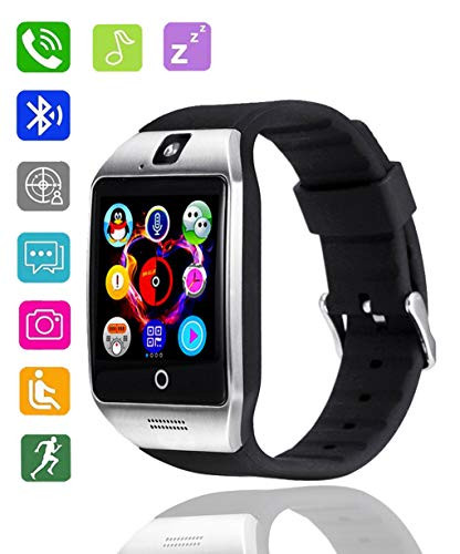 Bluetooth Smart Watch, DMDG Touch Screen Smart Wrist Watch Unlocked Cell Phone Smartwatches for Android & iOS (Partial Functions) (Silver)