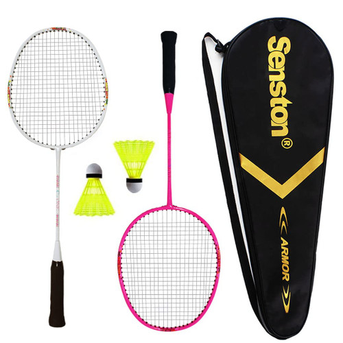 Senston Badminton Racket Set for Kids Children Badminton Racket Kit (Pink+White), Outdoor Racquet Sports Toys for Children