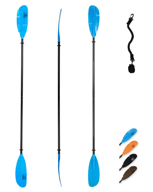 OCEANBROAD Fishing Kayak Paddle - 98in/250cm Alloy Shaft Paddles Kayaking Fishing Oar with Paddle Leash