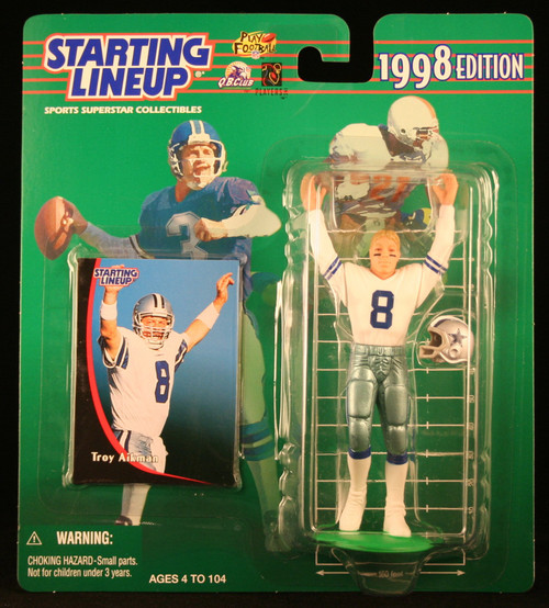 Starting Lineup Troy Aikman / Dallas Cowboys 1998 NFL Action Figure & Exclusive NFL Collector Trading Card Starting Lineup Troy Aikman / Dallas Cowboys 1998 NFL Action Figure & Exclusive NFL Collector Trading Card