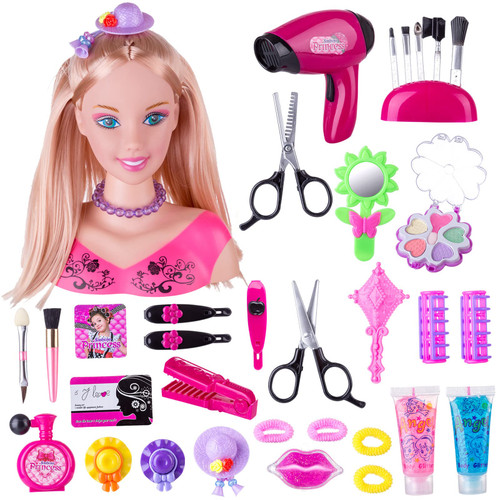 KonHaovF Styling Head Doll for Girls' Hair and Makeup Practice With Accessories and Hair Dryer (Style A) KonHaovF Styling Head Doll for Girls' Hair and Makeup Practice With Accessories and Hair Dryer (Style A)