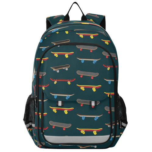 Glaphy Cartoon Skateboard School Backpack Lightweight Laptop Backpack Student Travel Daypack with Reflective Stripes