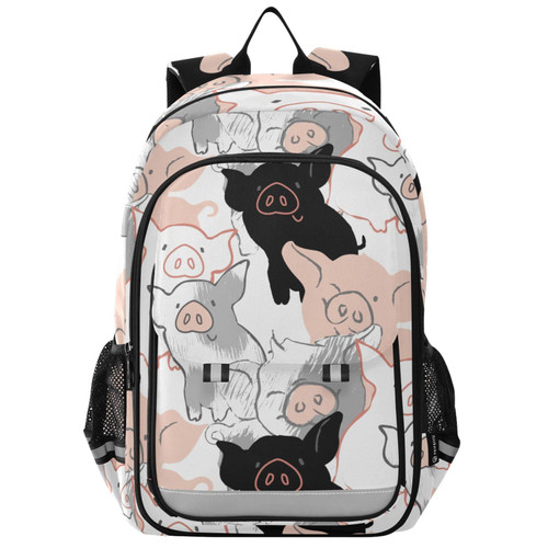 Glaphy Kawaii Pigs Backpack Lightweight Laptop Backpack School Bag Student Travel Daypack with Reflective Stripes