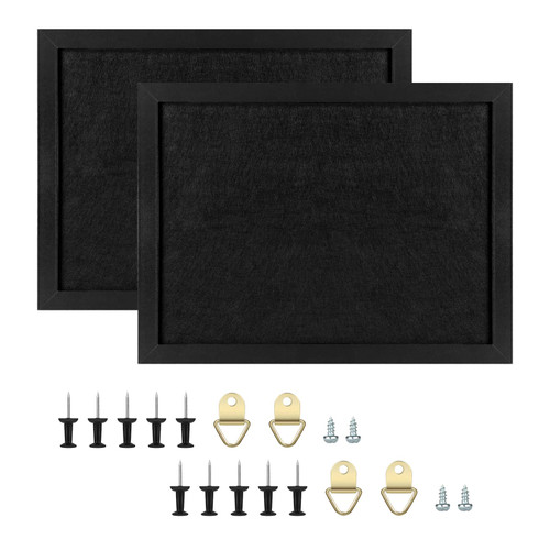 TORASO Cork Board Bulletin Board, 13" X 17" Cork Boards for Walls with Pins, Eye Bolts, gaskets, Screws, Pin Board for Office, School and Home (BK,33 * 43cm,2P)