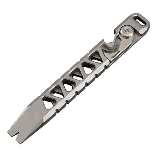 Titanium Pry Bar,Multifunctional EDC Gadget Outdoor Pry Bar Camping Bottle Opener with Pocket Clip EDC Tool?Keychain Tool (sandblasting)
