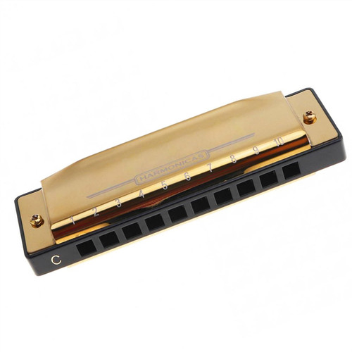 10 Holes Gold Stainless Steel Harmonica Diatonic C Key Harp Musical Instruments For Beginner Harmonica kit