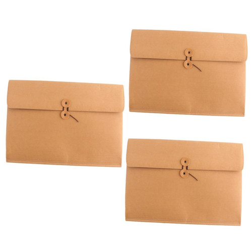 LALAFINA 3pcs Document Protection Bag Accordion Envelope Folder Expanded Folder Envelope Kraft Paper File Folder Kraft Paper Document Storage Expandable Envelope Folder Paper Bag A4